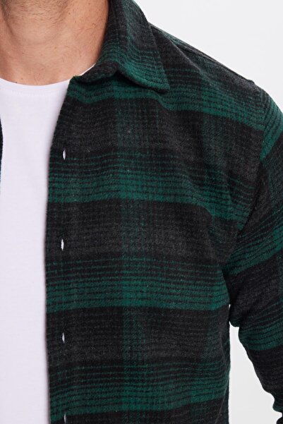 Tudors Erkek Slim Fit Dar Kesim Oduncu Kareli Kışlık Gömlek