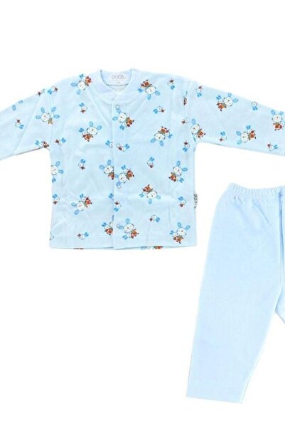 Zekids Bebek Pamuklu Önden Çıtçıtlı Tavşanlı Pijama Takım
