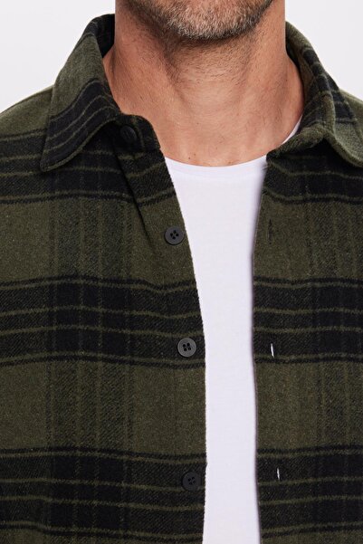 Tudors Erkek Slim Fit Dar Kesim Uzun Kollu Pamuklu Etnik Desen Kışlık Oduncu Gömlek