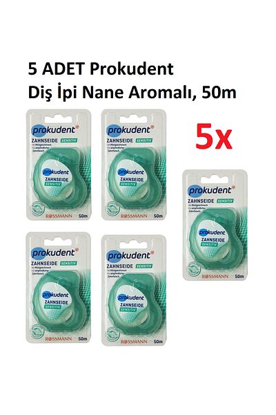prokudent 5 Sensitive Dental Flosses with Mint Flavor - 50m