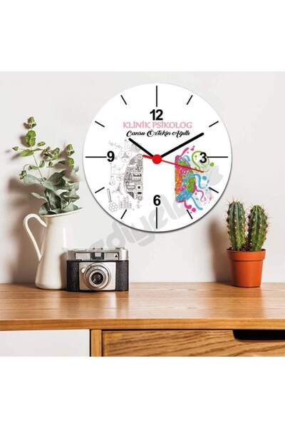 Hediyelen Klinik Psikolog Pembe Tasarım Duvar Saati