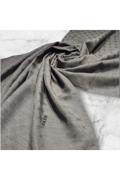 Aker Dark Grey K. Logo Silk/Cotton Jacquard Etol Shawl - 974