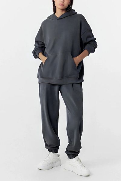 ruNadeS Women's Cotton Relaxed Fit Hooded Tracksuit Set with Elastic Legs - Casual