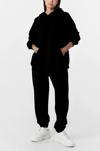 ruNadeS Women's Cotton Relaxed Fit Hooded Tracksuit Set with Elastic Legs - Casual