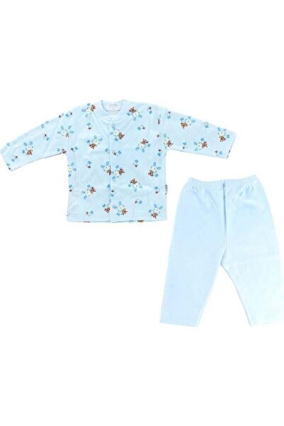 Zekids Bebek Pamuklu Önden Çıtçıtlı Tavşanlı Pijama Takım