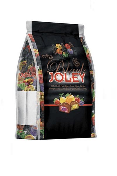 Evliya Şekerleme Black Joley Dark Chocolate Covered Fruit Flavor Filled Jelly Candy 500 Grams