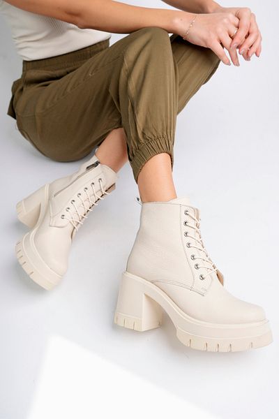 Deripabuc Genuine Leather Beige Women's Leather Boots Dp73-5003
