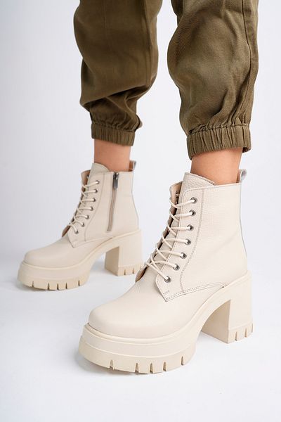 Deripabuc Genuine Leather Beige Women's Leather Boots Dp73-5003