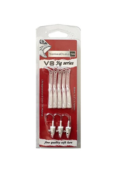 Osaka NaniwaOsakaShi V8 Jig Series 8cm 5.5gr Silikon Yem (3+5) Pearl Silver