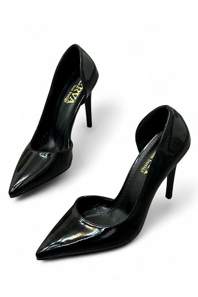 ERVANIN BUTİĞİ Black Patent Leather (Lily) Women's Stiletto