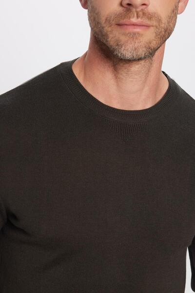 Tudors Erkek Slim Fit Dar Kesim Bisiklet Yaka Antrasit Triko Kazak