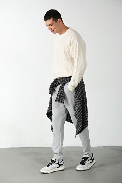 Domoda Gray Relaxed Fit, Lace-Up, Stretchy, Elastic, Filet Pocket, Honeycomb, Pike Men's Knitted Pants @Barletta