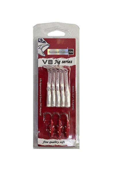 Osaka NaniwaOsakaShi V8 Jig Series 8cm 5.5gr Silikon Yem (3+5) Red Head