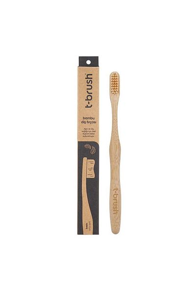 TBRUSH Natural Bamboo Vegan Toothbrush - Cream Color - Medium Hard (medium) - Plastic Free