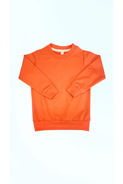 AHMERA سويت شيرت برتقالي شاب عادي بياقة دائرية وأساور