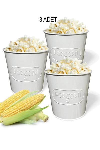 EVSTYLE 3-Pack White Popcorn Bucket - Embossed Self Patterned