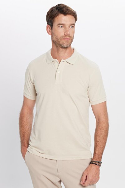 Tudors Men's Slim Fit Slim Fit Cotton Soft Texture Cool-keeping Fabric Plain Pique White Polo Collar T-Shirt