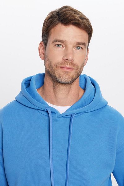 Tudors Unisex Oversize φαρδιά κομμένη βαμβακερή υφή Basic μπλούζα με κουκούλα με φλις μέσα