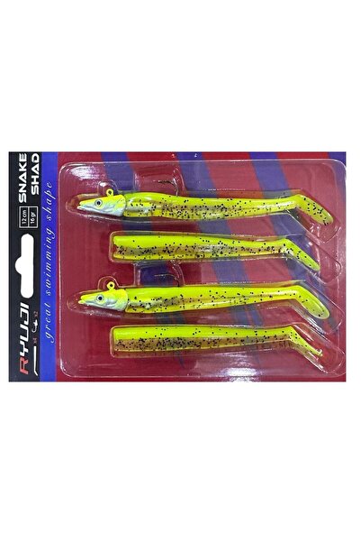 RYUJI Snake Shad 12cm 16gr (2 JİGHEAD 4 SİLİKON) 13 Chartreuse Uv