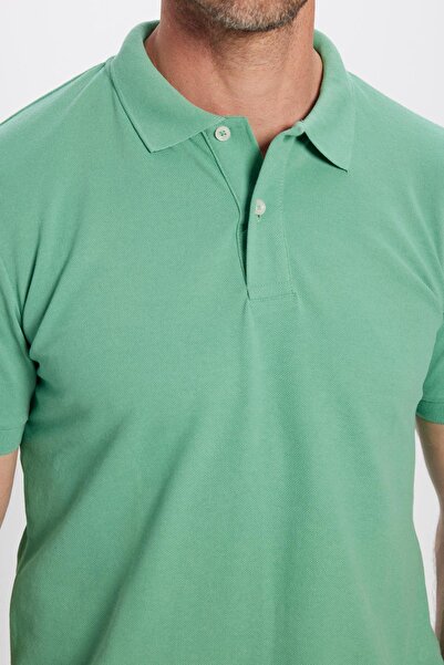 Tudors Ανδρικό μπλουζάκι με λεπτή εφαρμογή από βαμβακερό μαλακό ύφασμα με δροσερό ύφασμα απλό μπλουζάκι πόλο με λαιμόκοψη