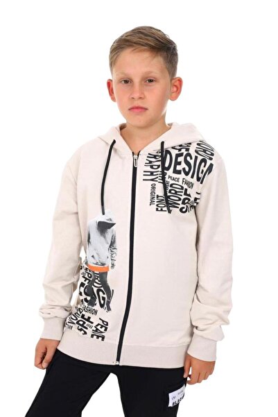 Zekids Αγόρι με κουκούλα ανδρική ζακέτα με στάμπα