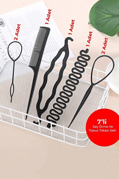 SEVRU Bun Buckle Set - Mixed Black Color Hair Knitted 7-Piece Set