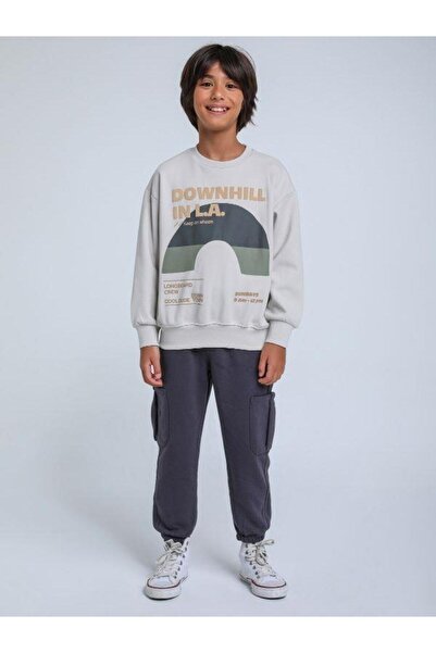 Jack Lions Băiat - Hanorac scris Downhill, textura moale