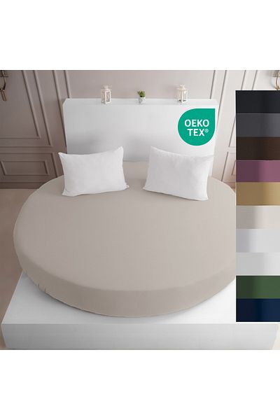 Strauss Strausshome Premium Round Fitted Sheet 220X220 - 200X200Cm 100% Cotton Oeko Tex