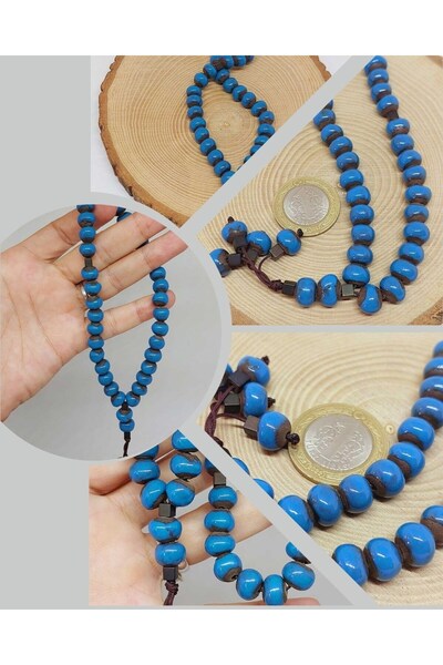 Yasamtohumu Серія «Земля Анатолії» 33-х синіх керамічних намистин 8-9 мм (54274)