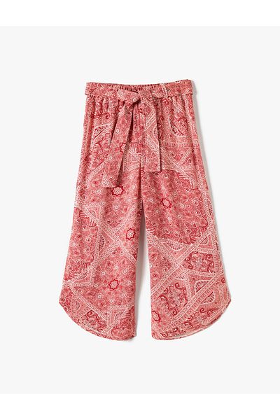 Koton Palazzo Trousers Waist Belted Ethnic Patterned Viscose
