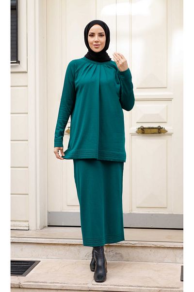 Pamuk Butik Γυναικείο Σετ Πλεκτό Mercerized Πλισέ Διπλό