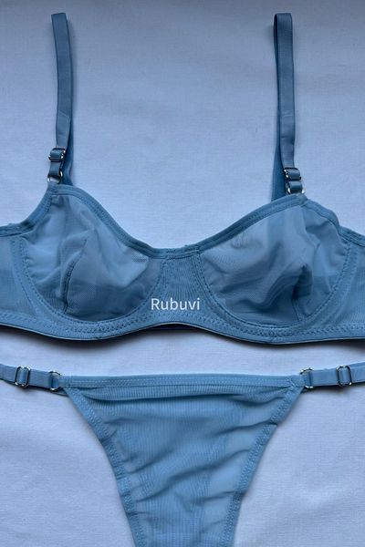 Rubuvi Lora Women &Apos; S Baby Blue Tulle Bralet and Dowry Bra Set, No Cap and Underwire