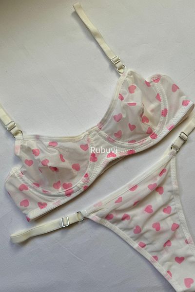 Rubuvi Eva Women's Lace Bralet and Dowry Bra Set - Heart and Underwire Panties