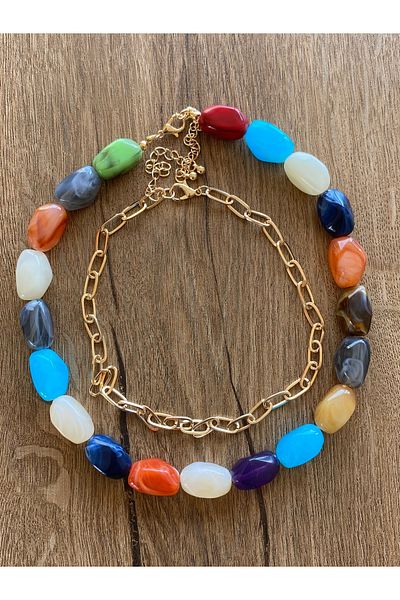 Store Boho Style Colorful Handmade Resin Necklace