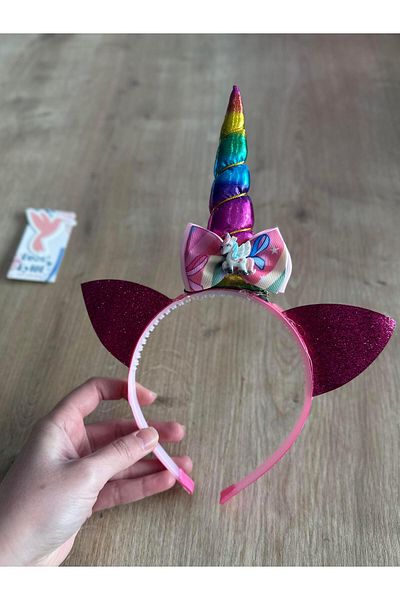 Buse&Eylül Bebe Coroana pentru fetiță cu ureche de unicorn fucsia