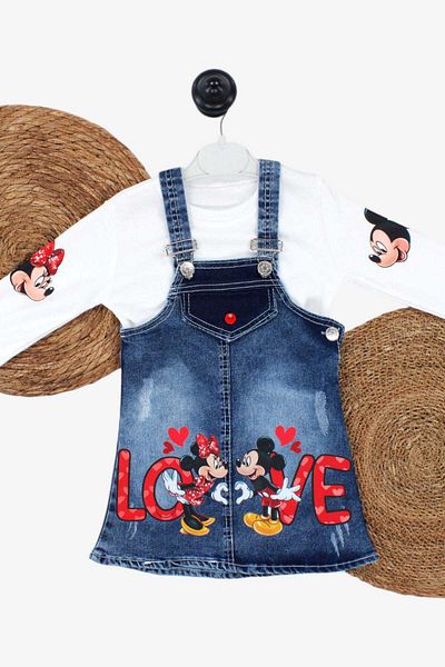 dinamik çocuk 1-5 ani Elsa Frozen și Minnie Mickey, blugi pentru fete cu imprimeu Gilet și Badi, costum sezonier cu bretele din 2 piese