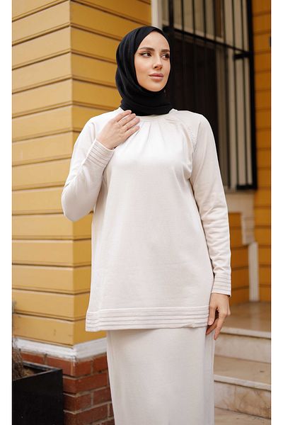 Pamuk Butik Γυναικείο Σετ Πλεκτό Mercerized Πλισέ Διπλό