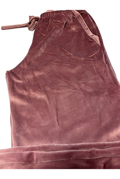 bie's Γυναικεία πιτζάμα από μαλακό βελούδο με μανσέτες/ελαστικές τσέπες Jogger μονό κάτω μέρος