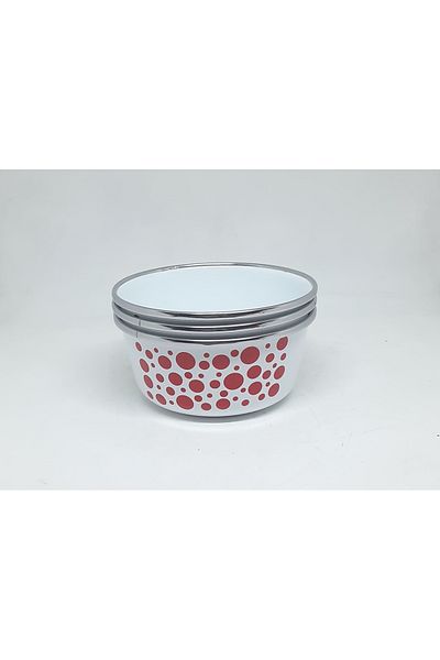 Avşar Enamel House 14 cm Dia 3-Piece Enamel Bowl