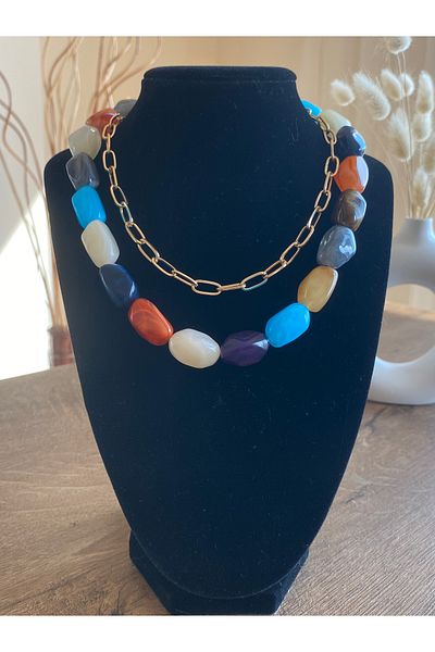 Store Boho Style Colorful Handmade Resin Necklace