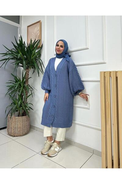 MODAMÜNASİP Υπέροχη μαλακή και χοντρή πλεκτή ζακέτα με πλεκτά μαλλιά