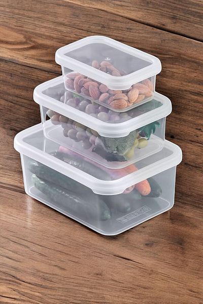 PONÇİK STORE 375*900*1700ml Microwave Usable 3 Pieces Rectangular Storage Container - Without Lid