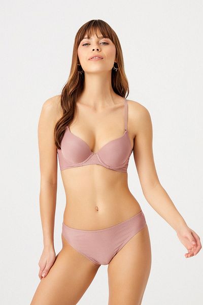 Rubuvi Powder Women's - Supported Gathering Underwire Bralette, Dowry Sexy Underwear Bra Panty Set