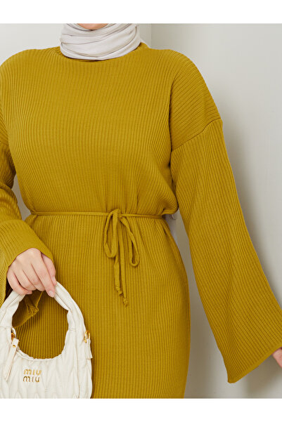 MODAMÜNASİP Harika Bağlama Kuşaklı Triko Elbise