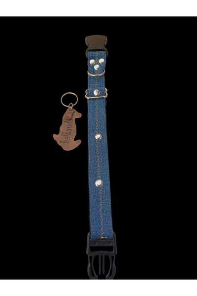 balkonda Köpek Boyun Tasması Kot Lacivert Genişlik:2,5cm Bedenler: S M L Xl Ayarlamalı Dog Collar T4-5