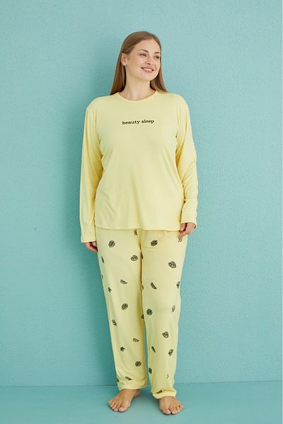 SEBOTEKS Soft Textured Milan Fabric Large Size Women's Pajamas Set 50802