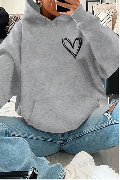 memowear Unisex φούτερ σε γκρι μοτίβο καρδιάς