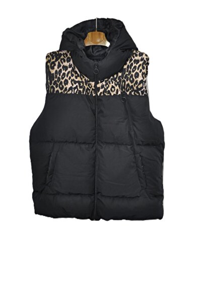 elma abone New Season Short Leopard Puffy Vest