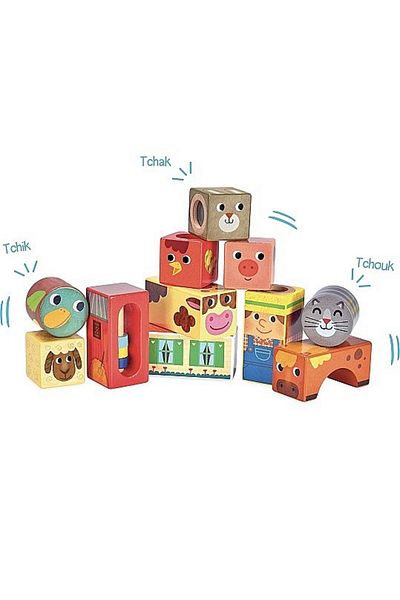 Vilac Farm Activity Cubes - Set of 11 cubes