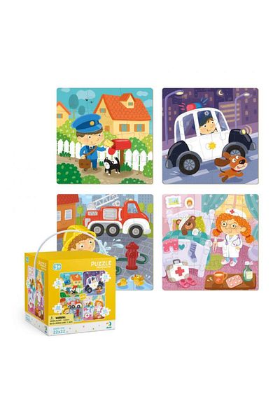 Dodo Puzzle 4 in 1 - Meserii (12, 16, 20, 24 piese)